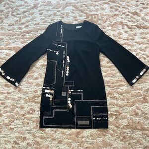 Trina Turk Black Sequin And Gem Embellished Dress Size 6